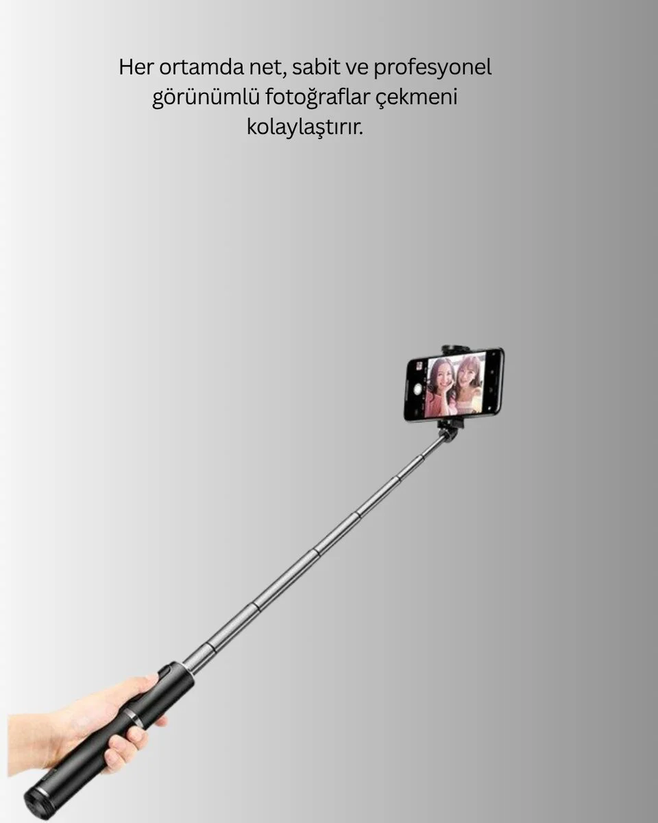 Katlanabilir 130 cm Bluetooth’lu Işıklı Selfie Çubuğu - Profesyonel Çekim ve LED Aydınlatma