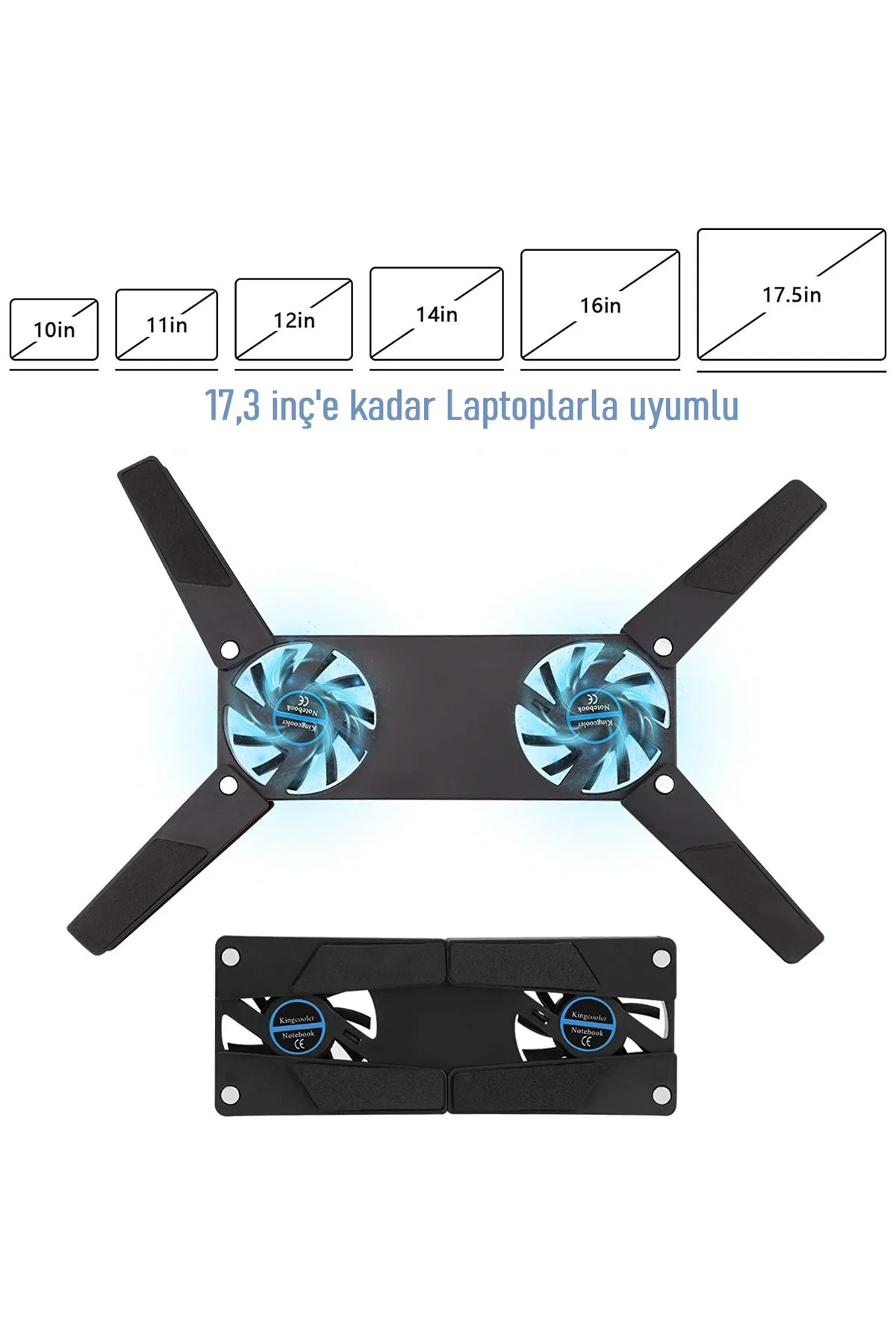 Katlanabilir 2 Fanlı Dizüstü PC Laptop Soğutucu USB besleme 10-17 " dizüstü PC uyumlu