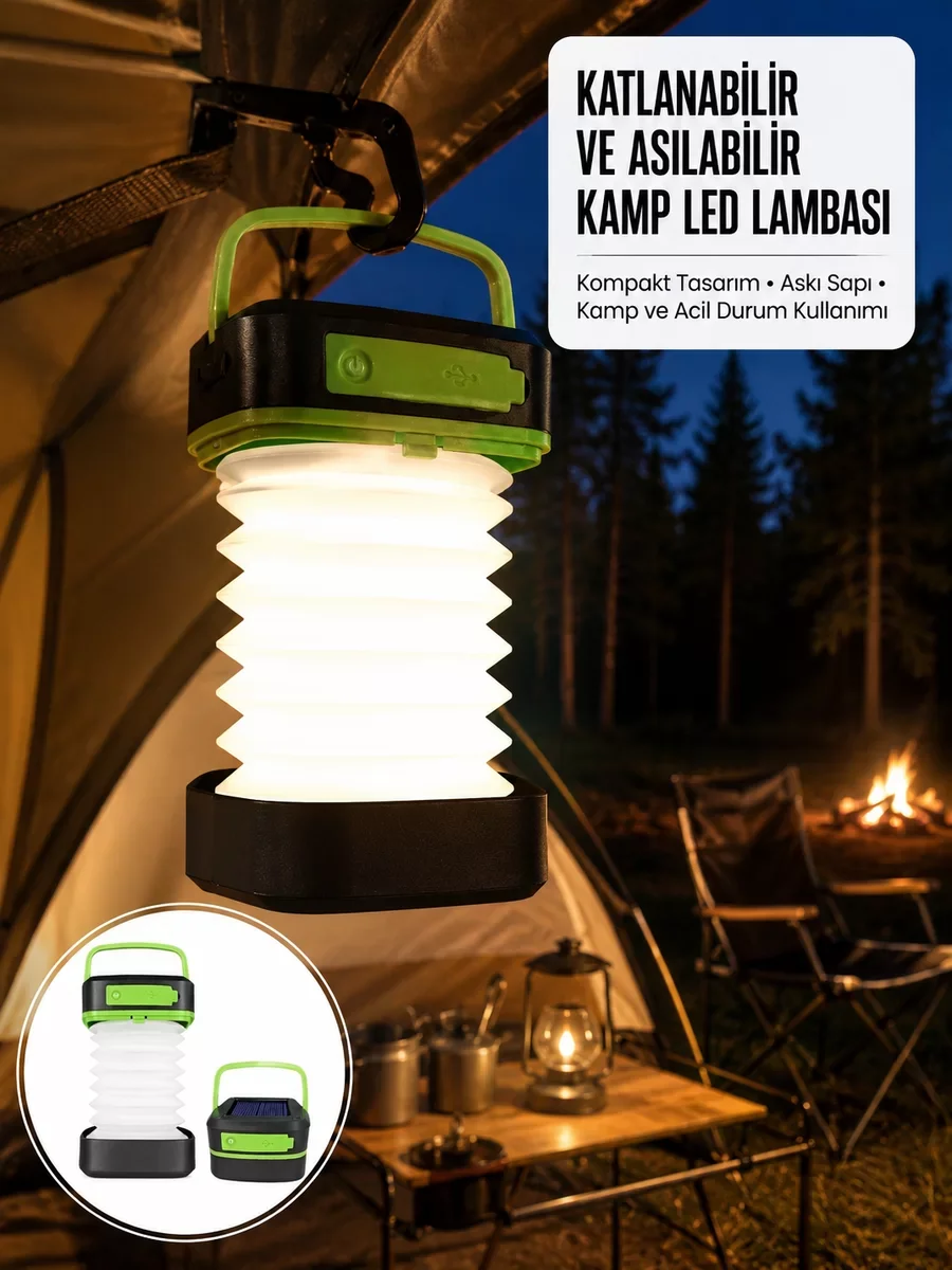 Katlanabilir 3 Kademeli LED El Feneri 1200 mAh - Yeni Nesil Pratik Işık Kaynağı