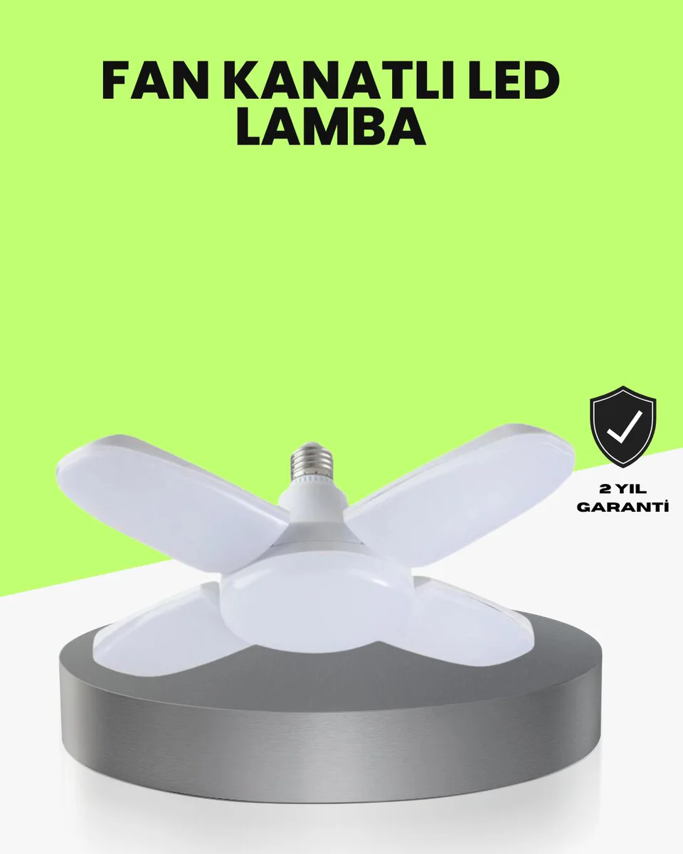 Katlanabilir 4 Kollu LED Ampül 60W 6000 Lumen Beyaz Işık - Geniş Alan Aydınlatma