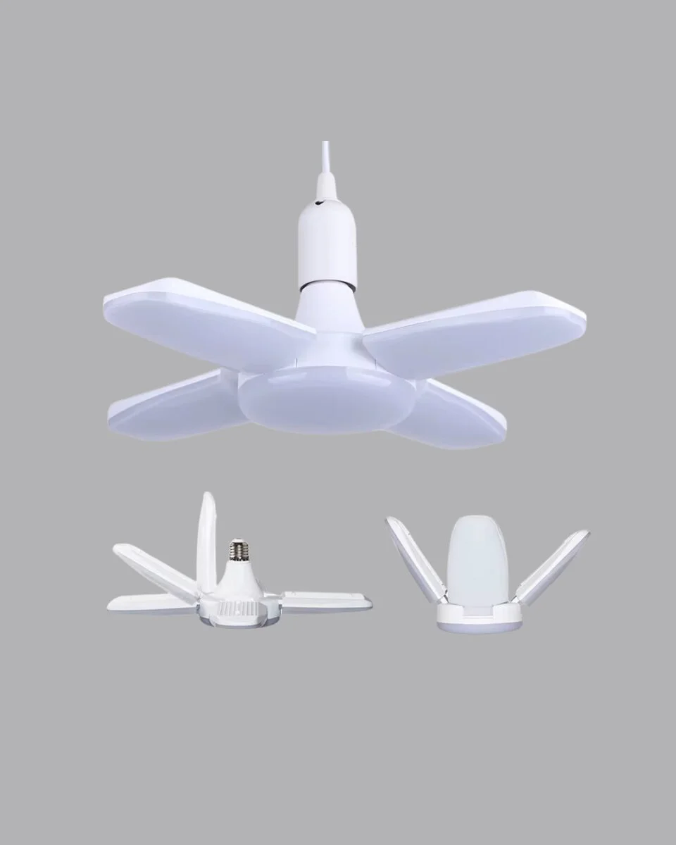 Katlanabilir 4 Kollu LED Ampül 60W 6000 Lumen Beyaz Işık - Geniş Alan Aydınlatma
