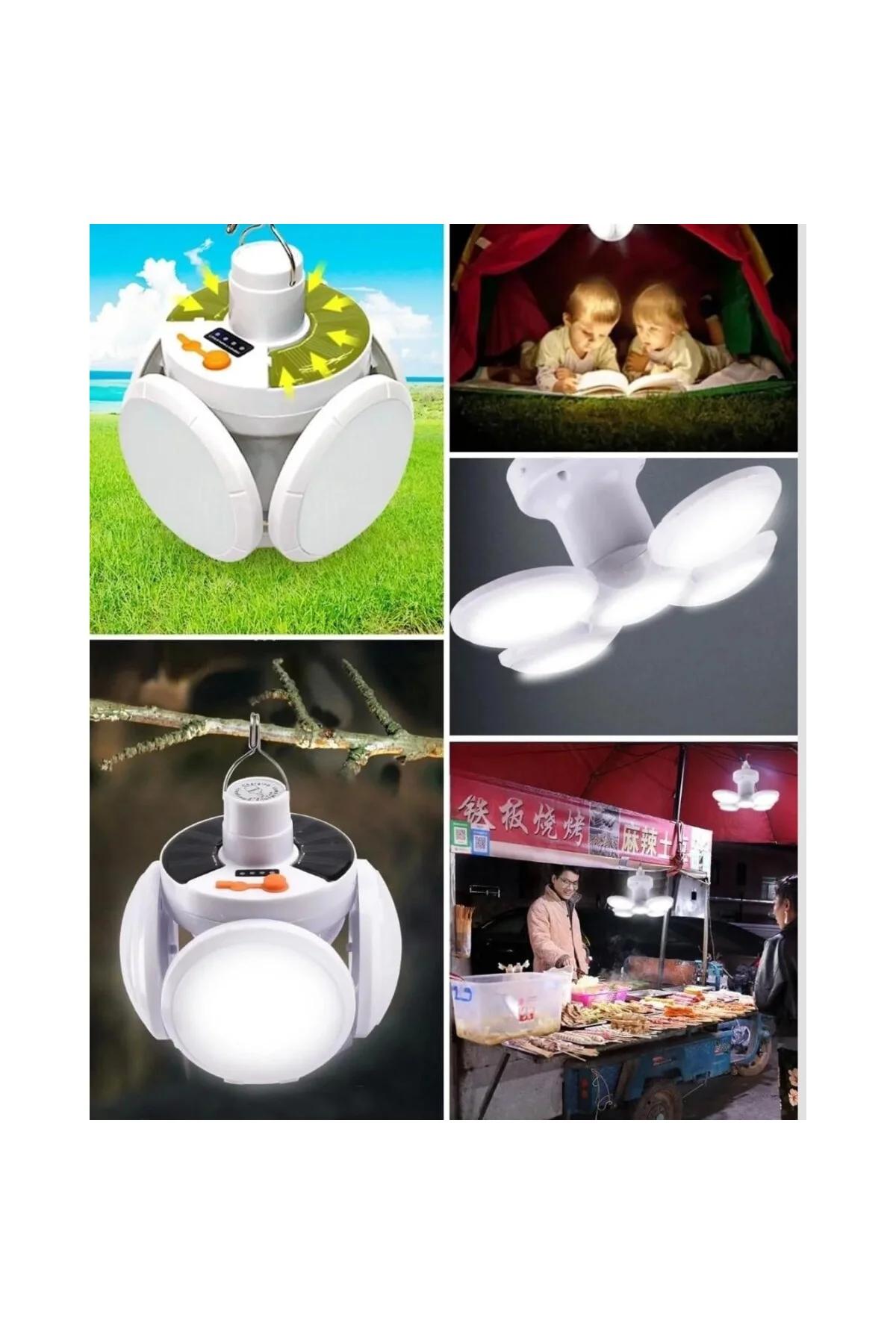 Katlanabilir 5 Kanatlı Solar Led Bahçe Ve Kamp Lambası