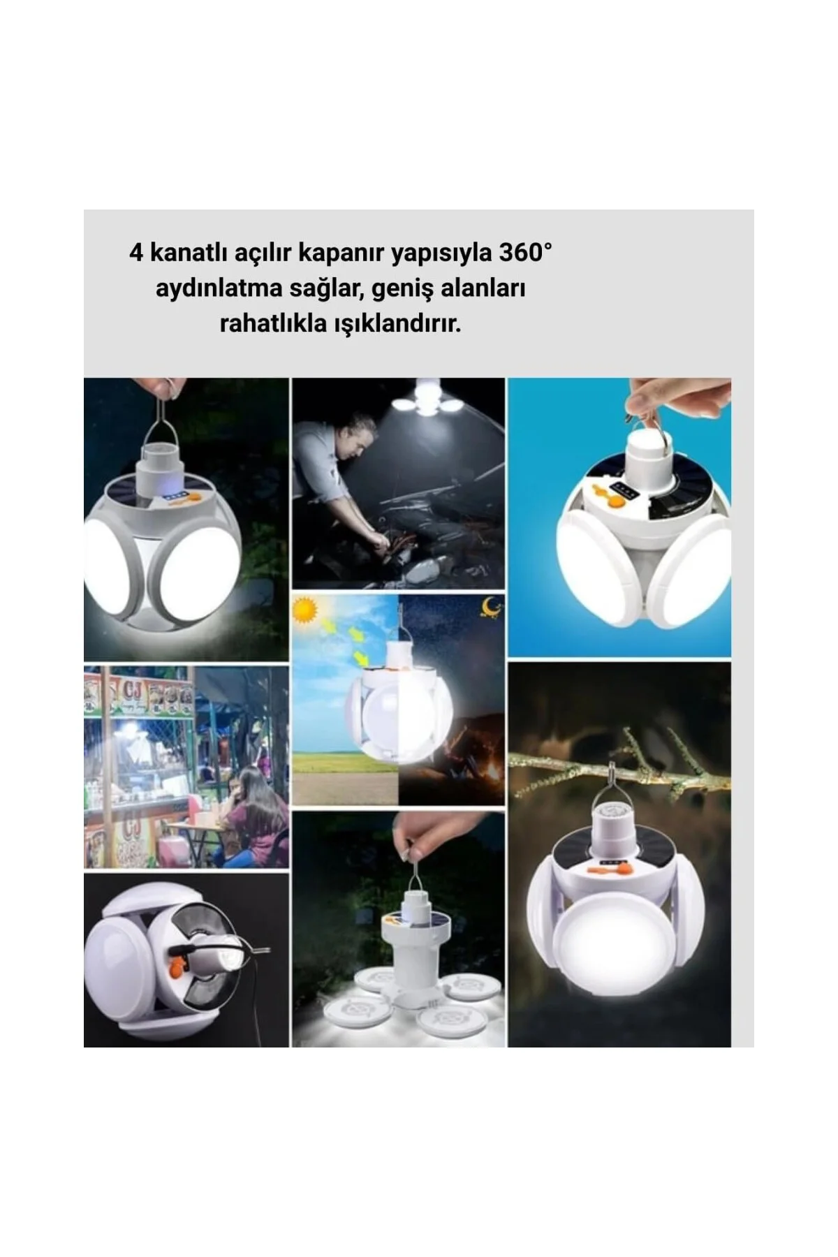 Katlanabilir 5 Kanatlı Solar Led Bahçe Ve Kamp Lambası