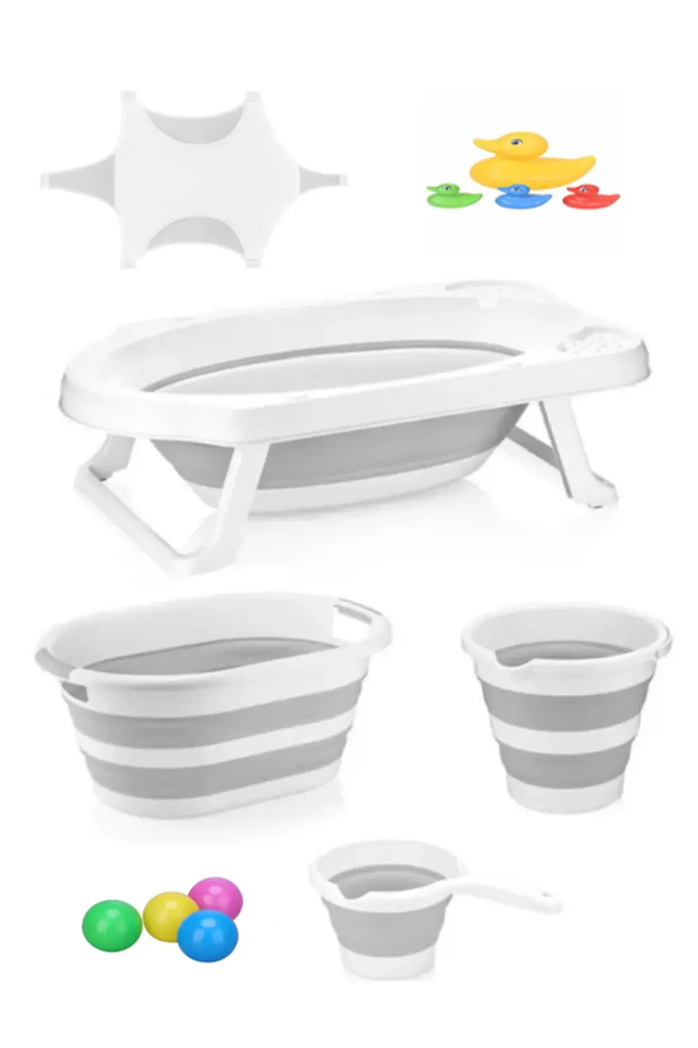 Katlanabilir 7'li Bebek Seti Katlanabilir Küvet Çamaşır Sepeti Ko