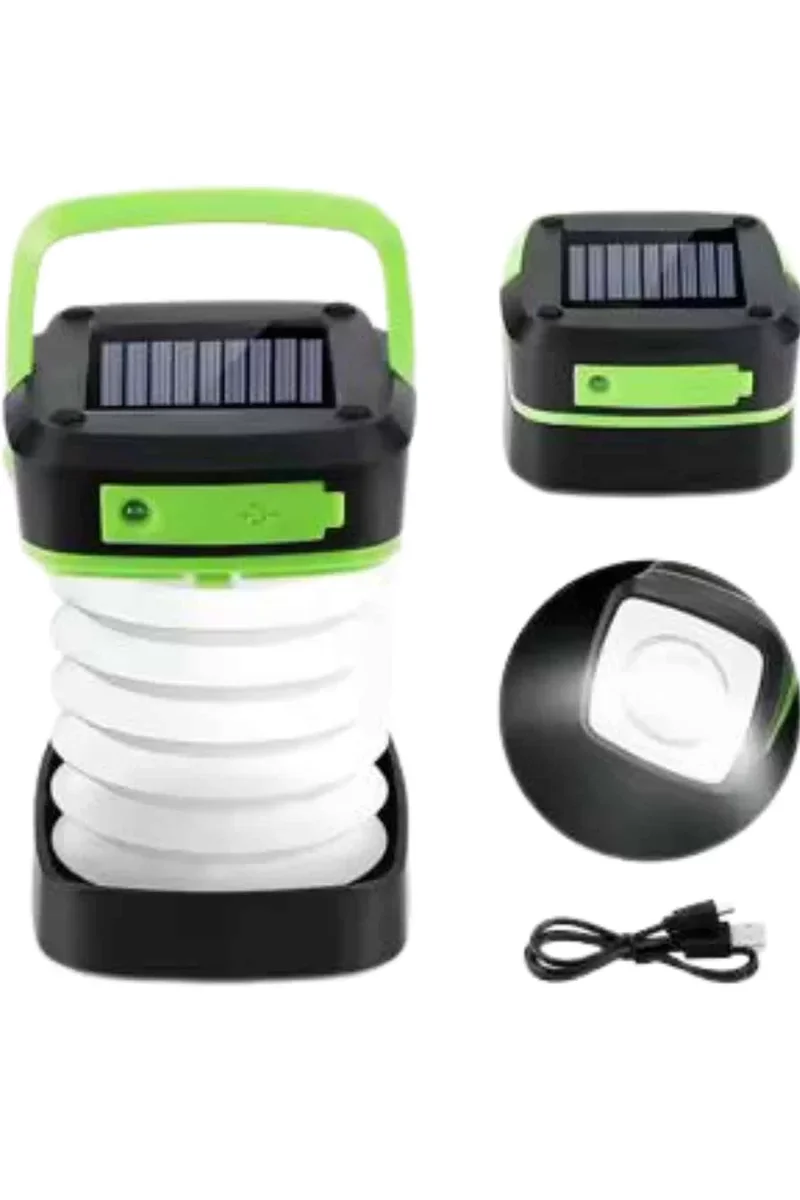 Katlanabilir Akordiyon Kamp Lambası – 3 Kademeli Solar & Şarjlı – 1200 mAh Dokunmatik LED