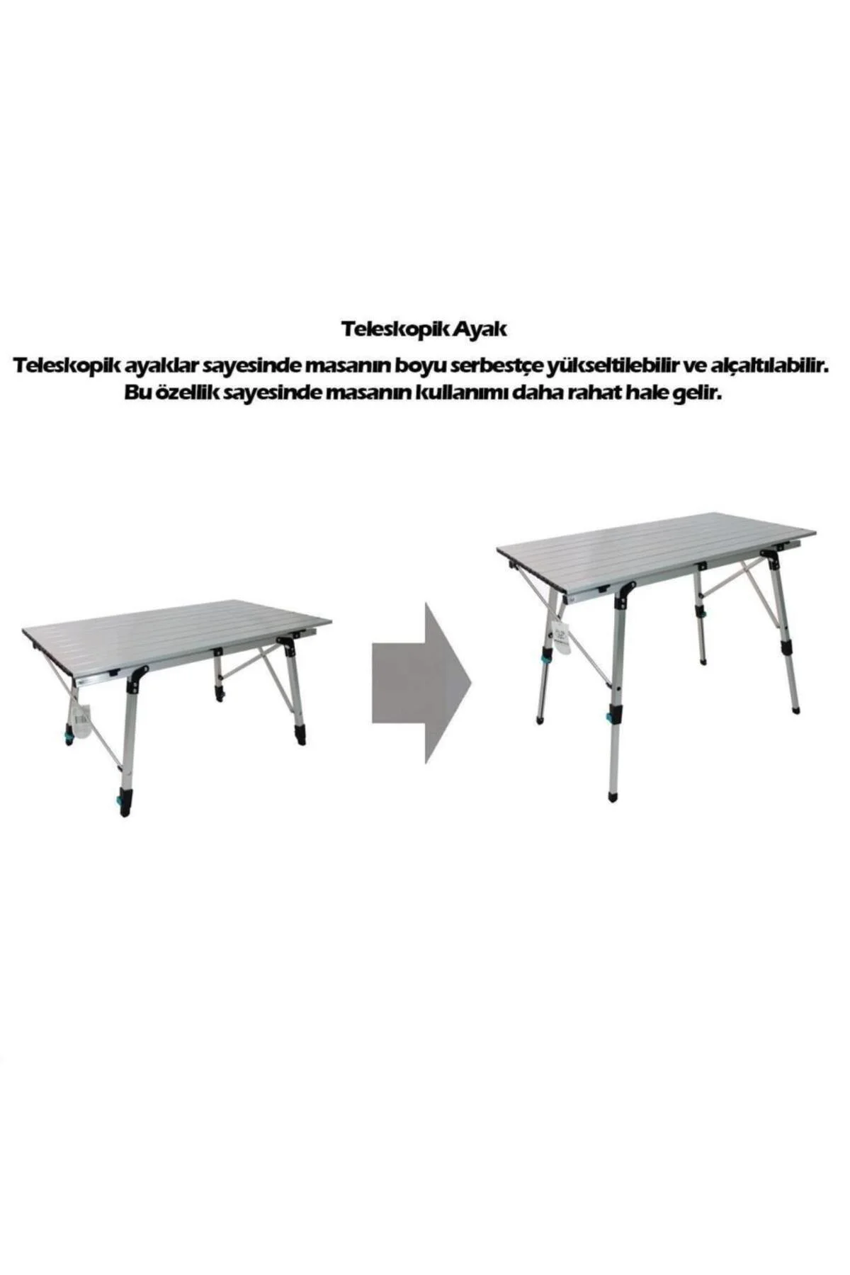 Katlanabilir Alüminyum Kamp Masası - Akordion - Moonlite -Silver 