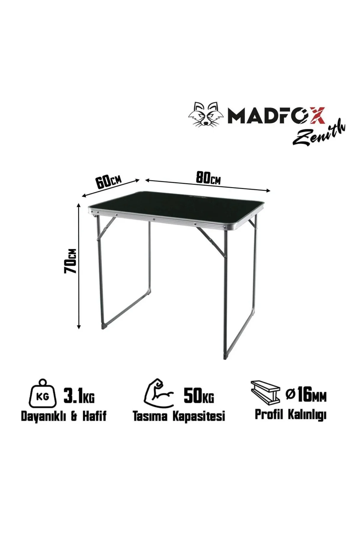 Katlanabilir Alüminyum Kamp Masası - Madfox Zenith - Siyah - 5472