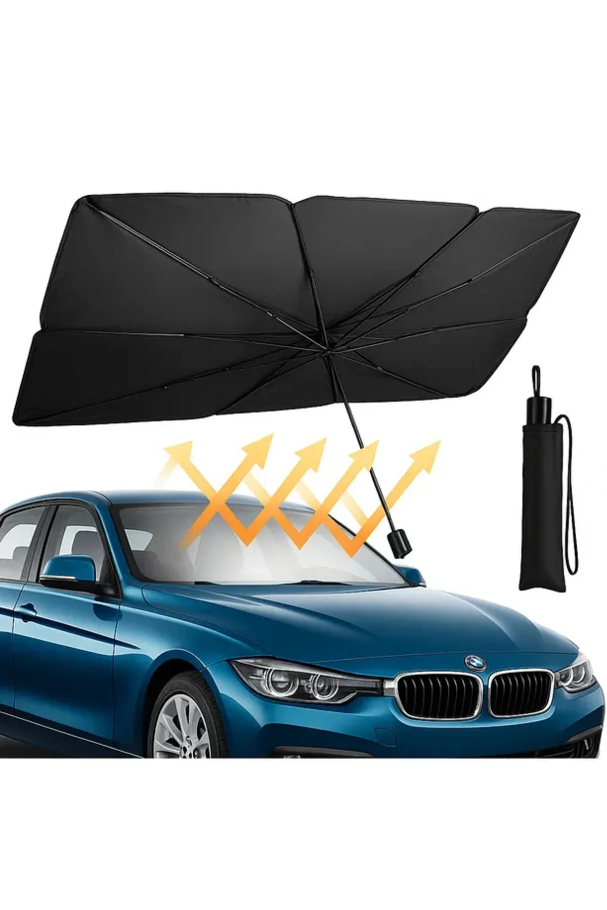 Katlanabilir Araba Ön Cam Güneşlik Şemsiye 140x79 cm UV Koruyucu Oto Gölgelik 1 Adet