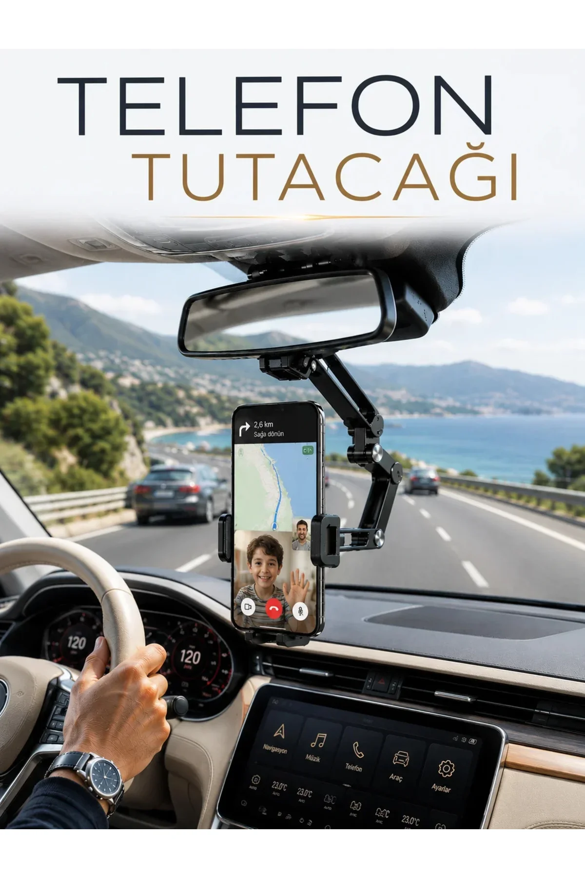 Katlanabilir Araç Telefon Tutucu Dikiz Aynasına Monte Telefon Standı