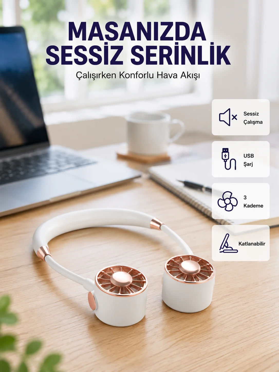 Katlanabilir Asılabilir Mini Fan USB Şarjlı 3 Kademeli Sessiz Fiyatı, Yorumları ve Özellikleri