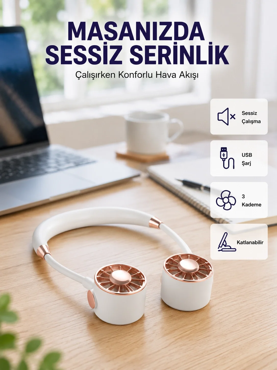 Katlanabilir Asılabilir Mini Fan USB Şarjlı 3 Kademeli Sessiz Katlanabilir Asılabilir Mini Fan USB Şarjlı 3 Kademeli Sessiz