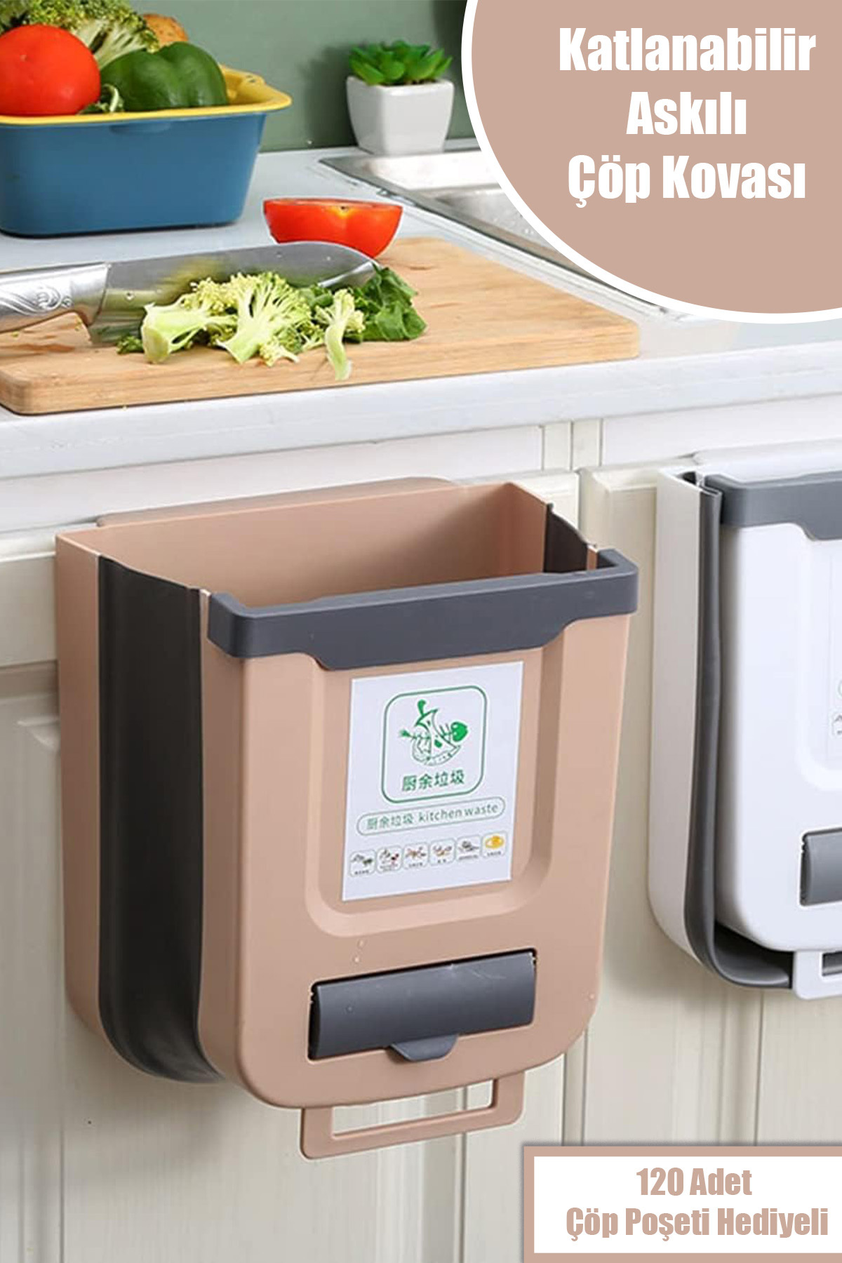 Katlanabilir Askılı 6 Litre Çöp Kovası