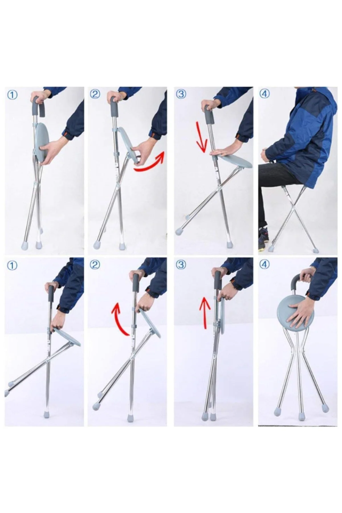 Katlanabilir Baston Sandalye - Oturaklı - 88 cm - Görsel 5