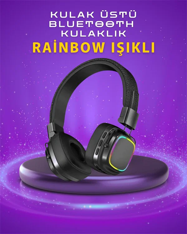 Katlanabilir Bluetooth 5.3 Renkli Işık Efektli Müzik Kulaklığı