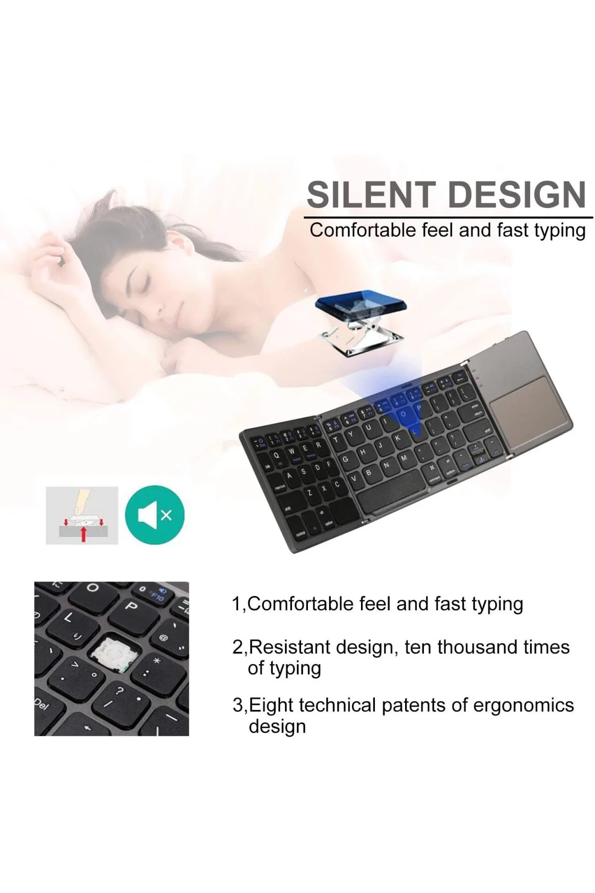 Katlanabilir Bluetooth Klavye, Rock & Rown Cep Boyutunda Taşınabi