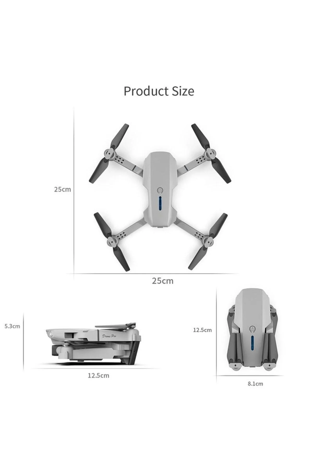 Katlanabilir Çift Kameralı Wifi Bağlantılı Drone, Uzaktan Kumanda ve Akıllı Telefon Kontrolü, Siyah
