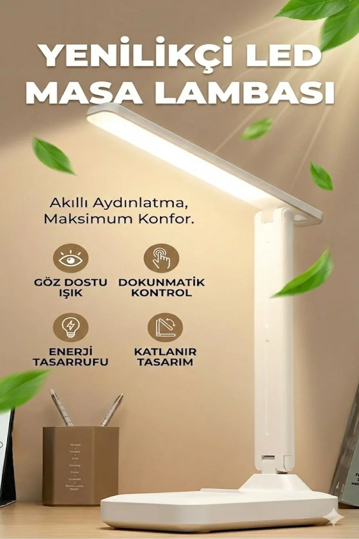 Katlanabilir Dokunmatik Kontrollü Göz Dostu Akıllı LED Masa Lambası – Enerji Tasarruflu Katlanabilir Dokunmatik Kontrollü Göz Dostu Akıllı LED Masa Lambası – Enerji Tasarruflu