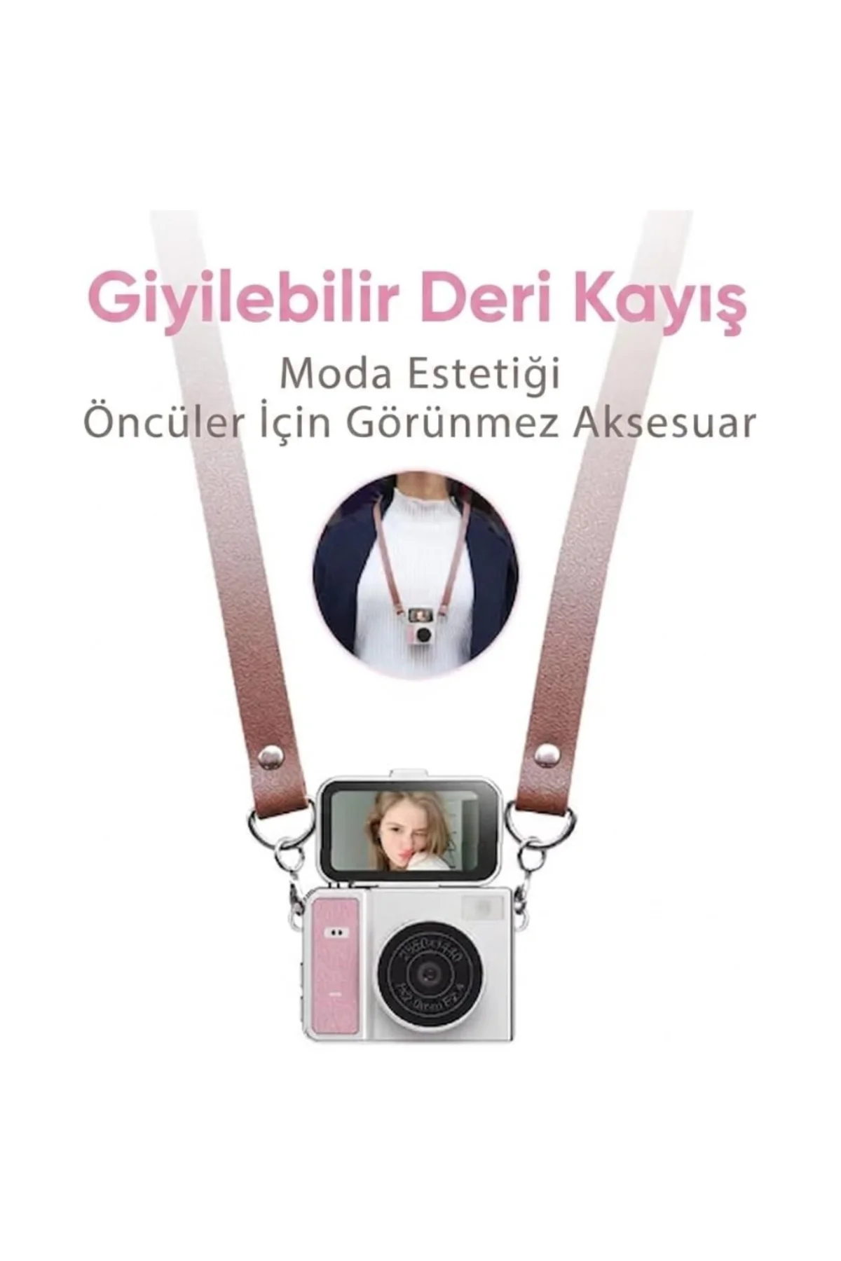Katlanabilir Ekranlı Mini Vlog Kamerası - Anahtarlık Boyutu - 2K Kalite - Görsel 2
