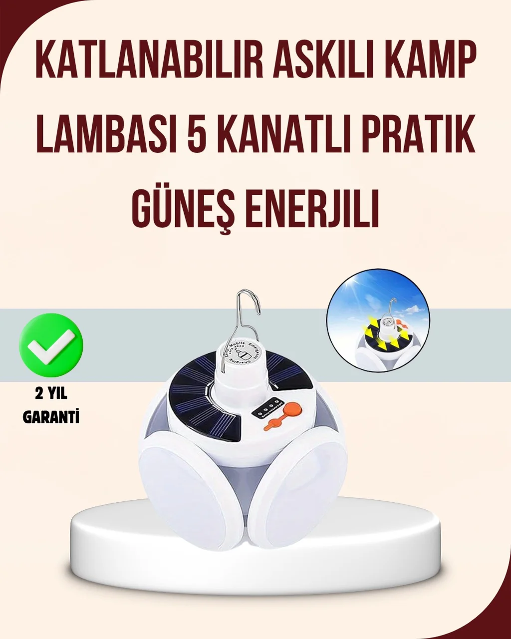 Katlanabilir Güneş Enerjili Led Kamp Lambası Usb Şarjlı Çok Renkli