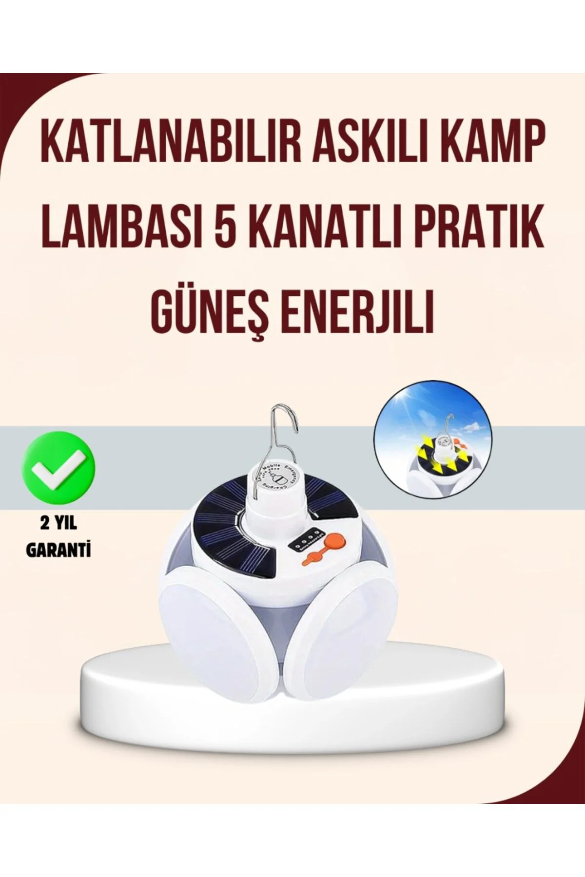 Katlanabilir Güneş Enerjili Led Kamp Lambası Usb Şarjlı