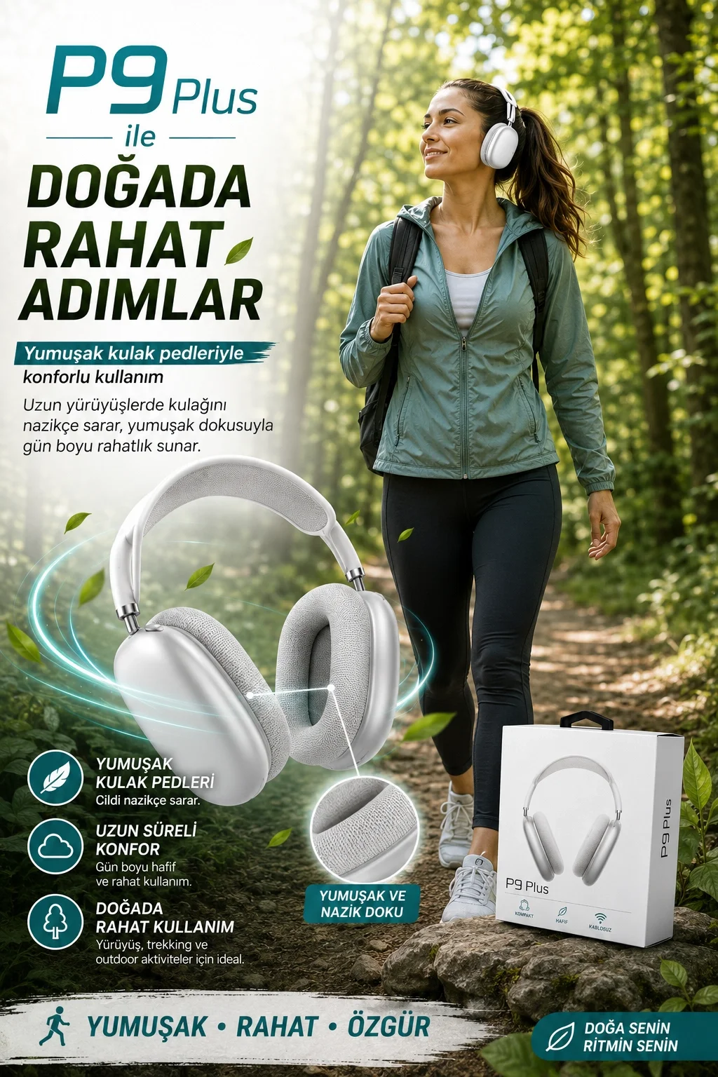 Katlanabilir Kablosuz Kulaklık Kulak Üstü Rahat Pedli Taşınabilir Stereo Model