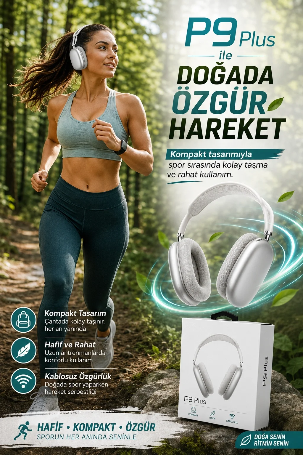 Katlanabilir Kablosuz Kulaklık Kulak Üstü Rahat Pedli Taşınabilir Stereo Model