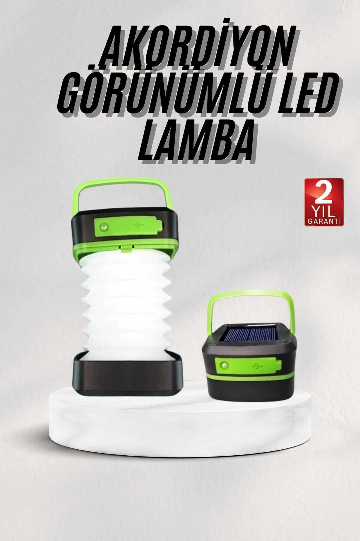 Katlanabilir Kamp Lambası Akordiyon Lamba Şarjlı 3 Kademeli Solar