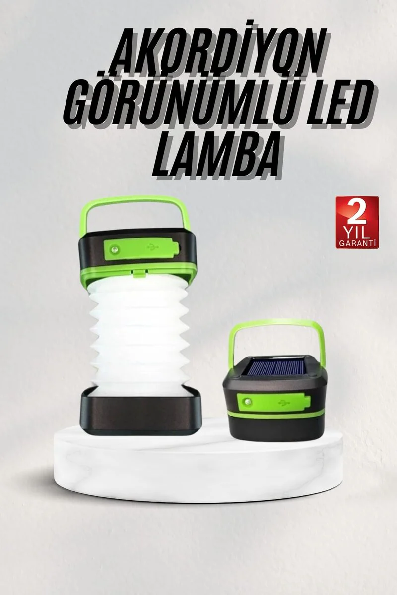 Katlanabilir Kamp Lambası Akordiyon Lamba Şarjlı 3 Kademeli Solar