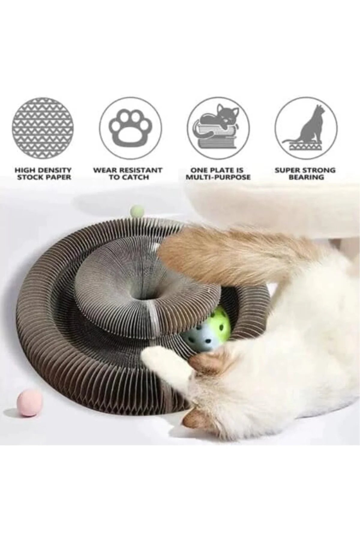 Katlanabilir Kedi Tırmalama Oyuncağı – 1 Adet Catnipli Akordeon T