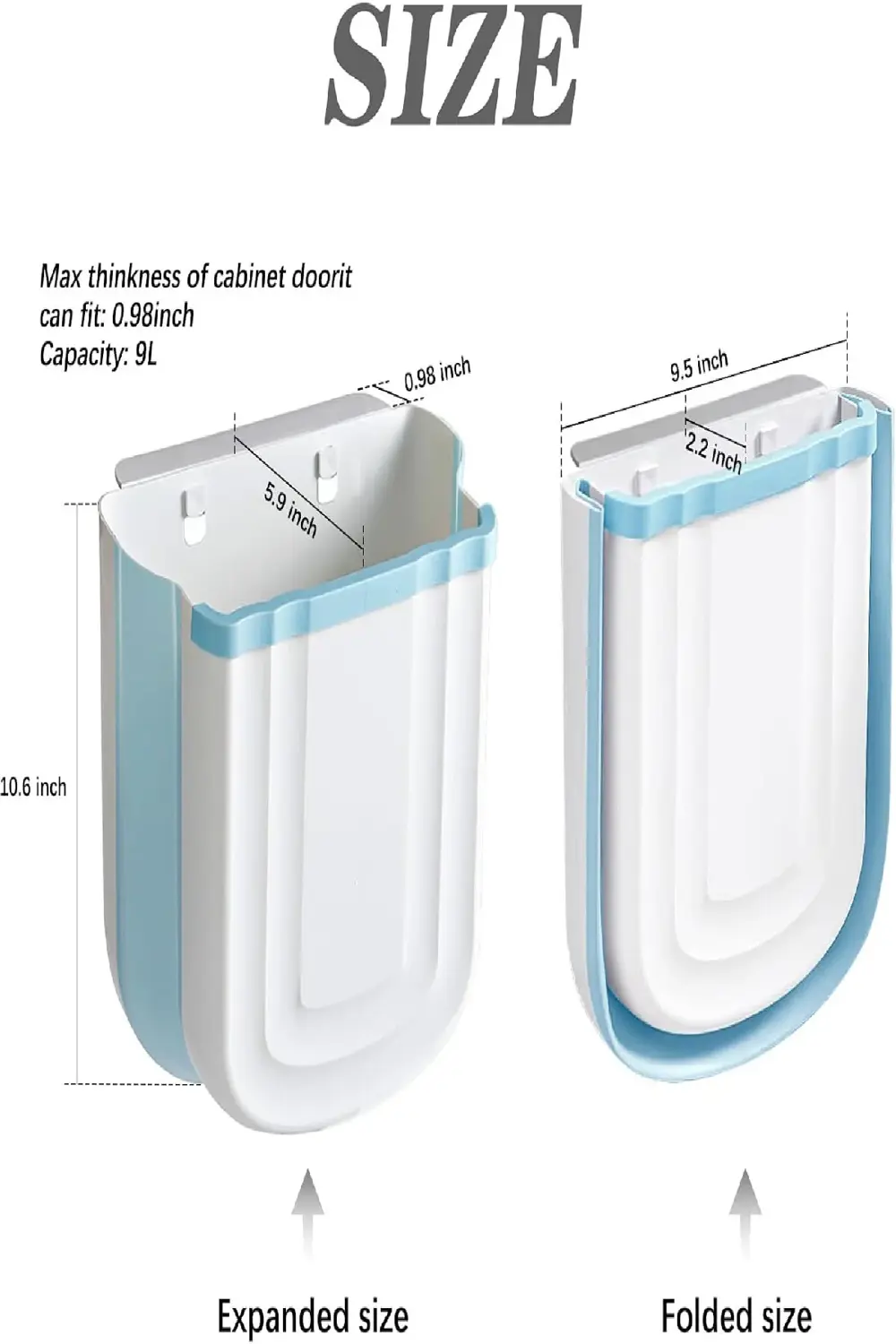 Katlanabilir Körüklü Mutfak Çöp Kovası Tezgah Üstü Dolap Askılı P