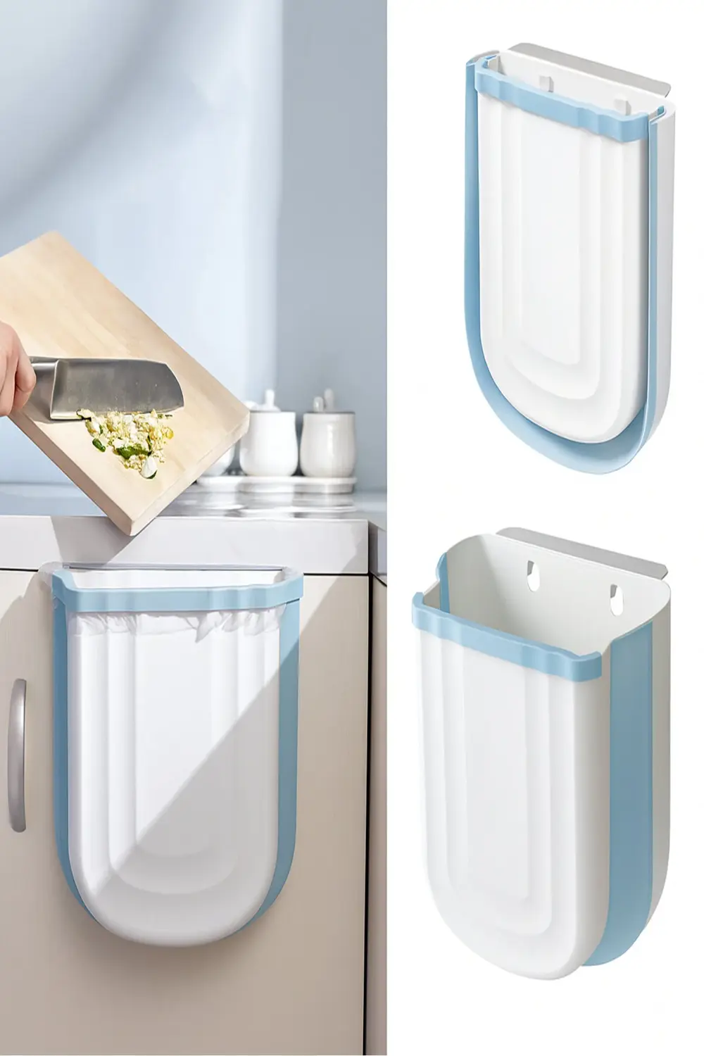 Katlanabilir Körüklü Mutfak Çöp Kovası Tezgah Üstü Dolap Askılı P