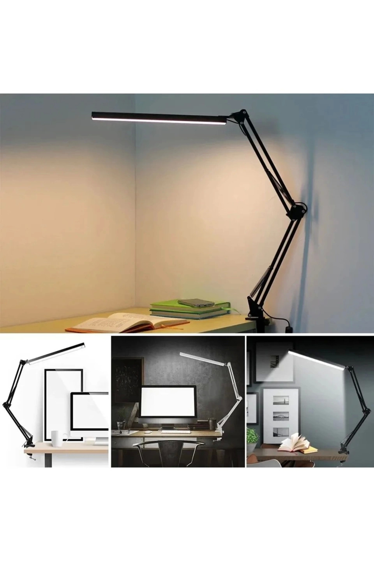 Vothoon Katlanabilir Led İşık Masa Tutucu Mengeneli Metal 3 Renk Okuma İş