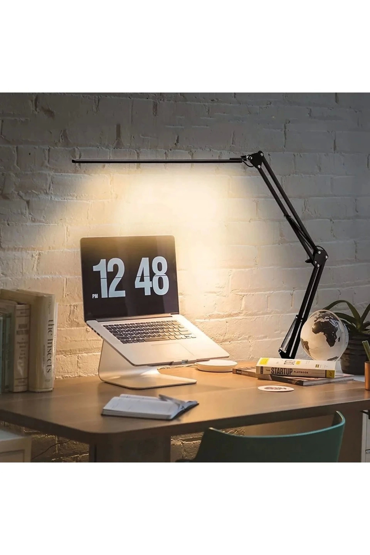 Vothoon Katlanabilir Led İşık Masa Tutucu Mengeneli Metal 3 Renk Okuma İş