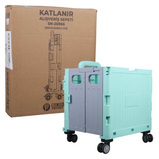 Katlanabilir Market Pazar Kamp Tekerlekli Alışveriş Arabası 60KG 
