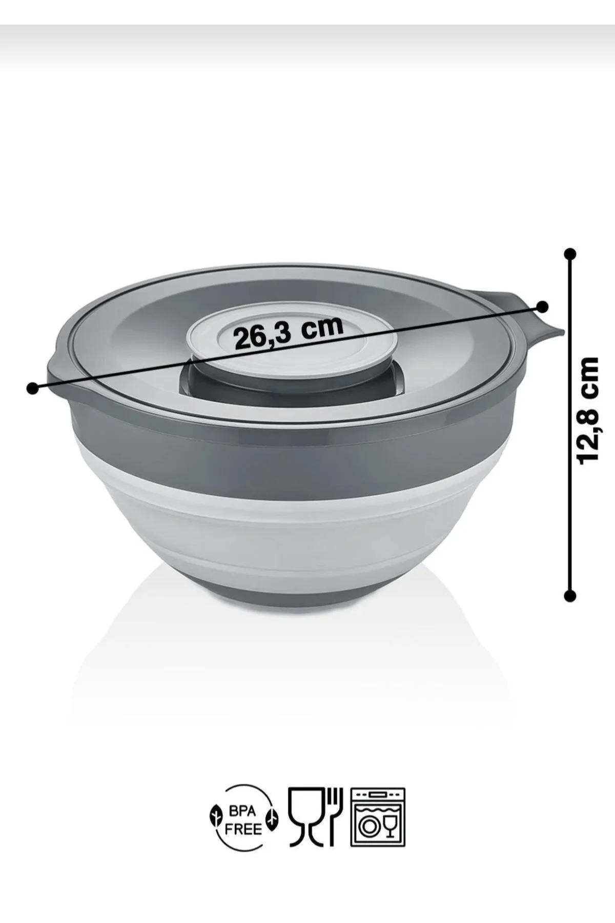 Katlanabilir Mikser Karıştırma Kabı 3250 ml - Sıçratmaz Kapaklı Çırpma ve Saklama Kabı Katlanabilir Mikser Karıştırma Kabı 3250 ml - Sıçratmaz Kapaklı Çırpma ve Saklama Kabı