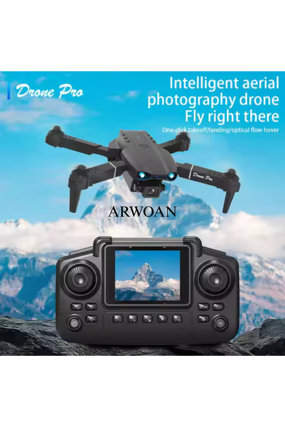 Katlanabilir Mini Drone LED Işıklı, Ekranlı Uzaktan Kumandalı, HD