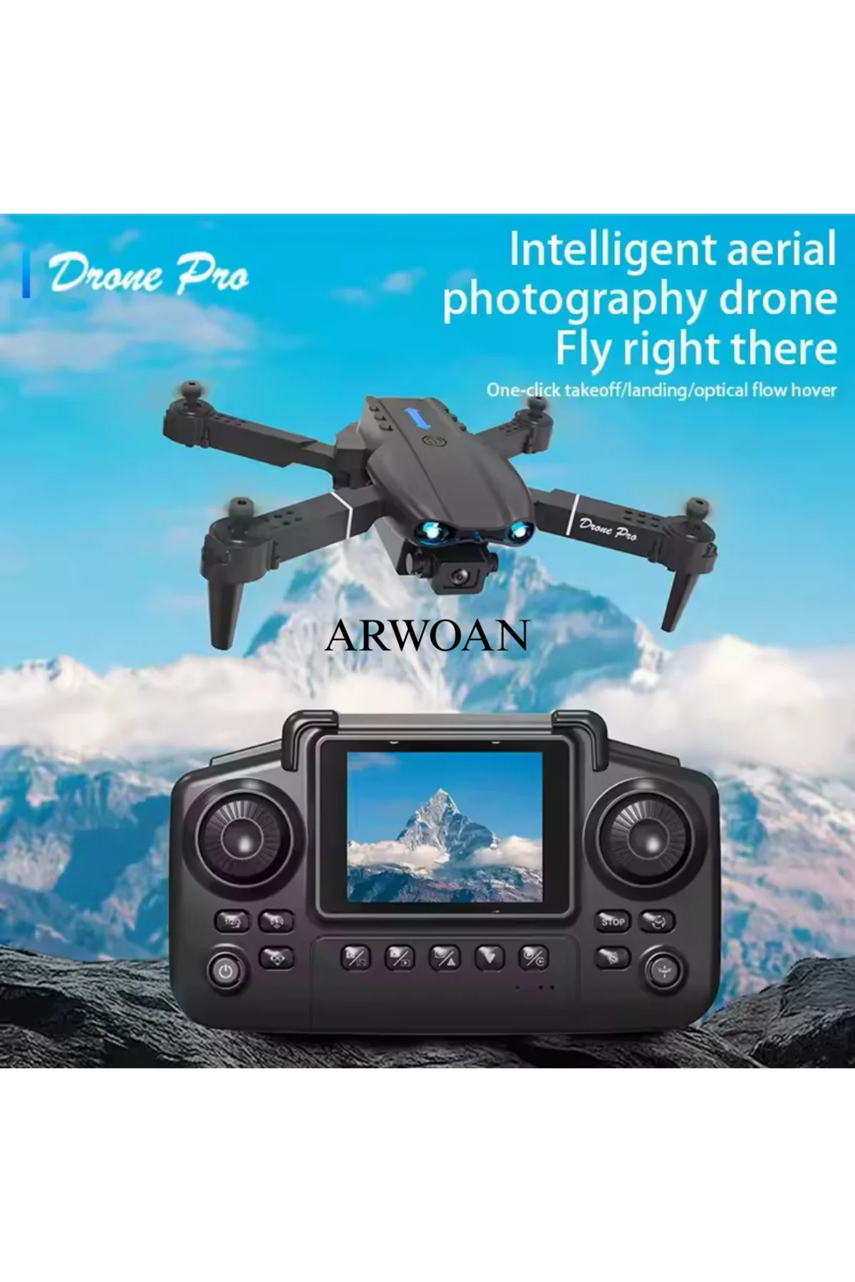 Katlanabilir Mini Drone LED Işıklı, Ekranlı Uzaktan Kumandalı, HD Görüntü, Hafıza Kart Destekli