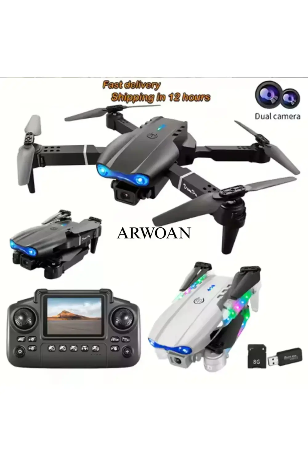 Katlanabilir Mini Drone LED Işıklı, Ekranlı Uzaktan Kumandalı, HD Katlanabilir Mini Drone LED Işıklı, Ekranlı Uzaktan Kumandalı, HD