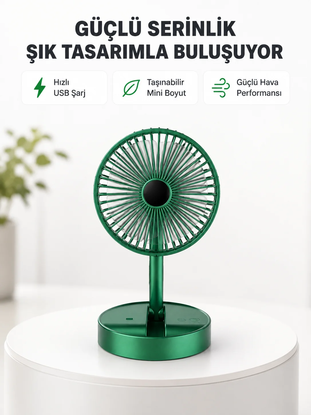 Katlanabilir Mini Fan – 3 Kademeli Soğutma, Şarjlı Fiyatı, Yorumları ve Özellikleri