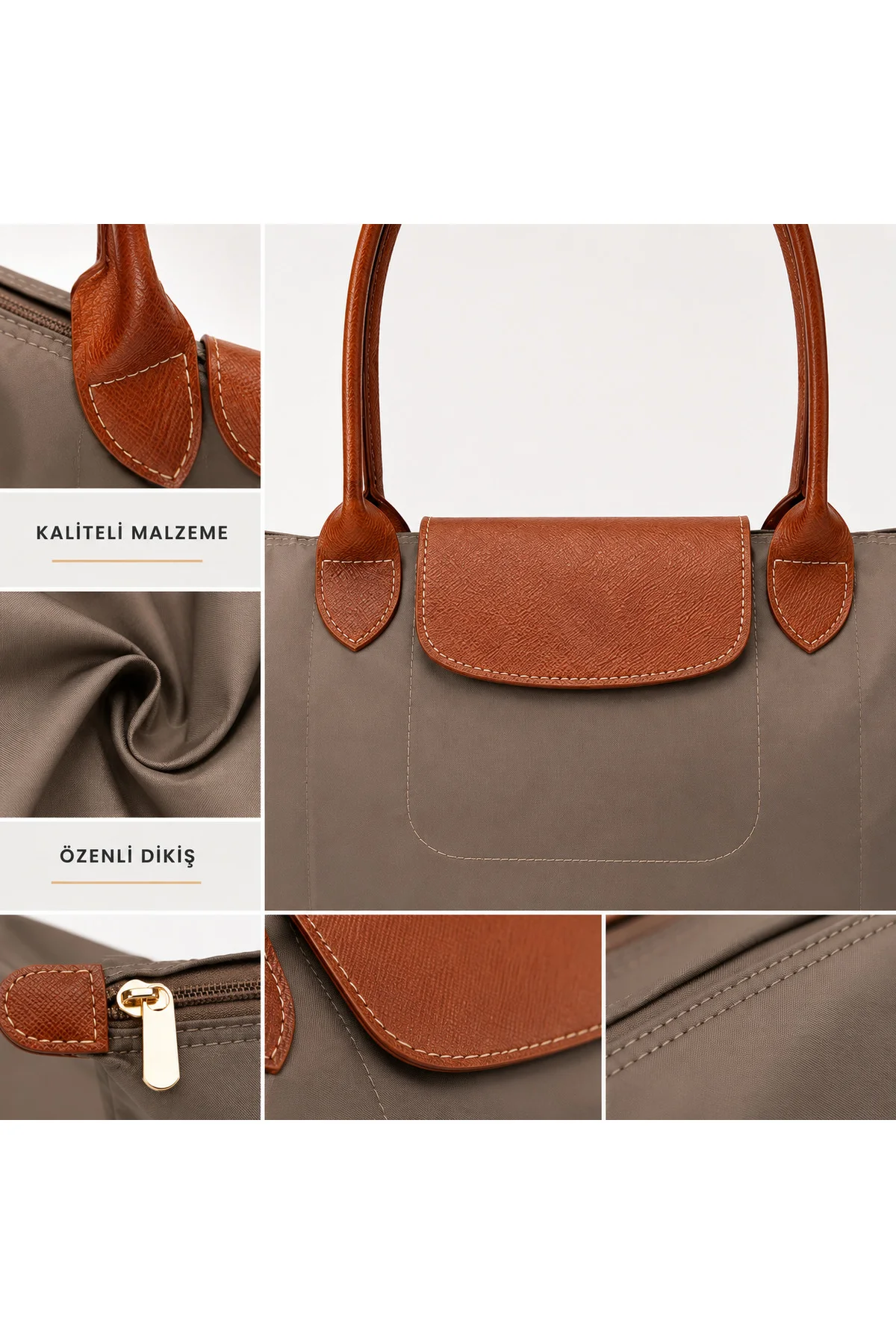 Katlanabilir Omuz Çantası - Shopper Bag Kadın Makyaj Çantası No:4-(48,5 x 36 cm x 13,5 cm)