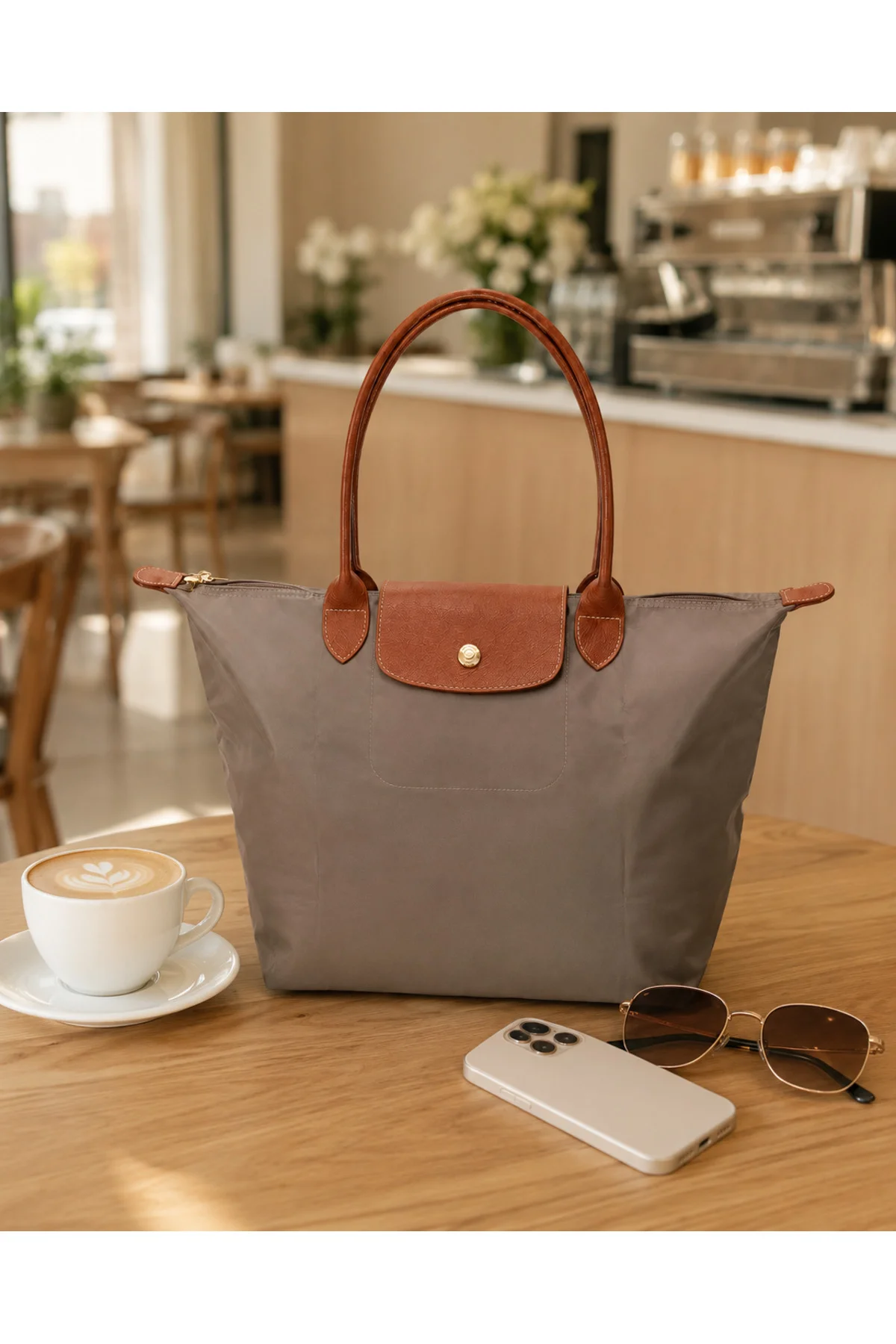 Katlanabilir Omuz Çantası - Shopper Bag Kadın Makyaj Çantası No:4-(48,5 x 36 cm x 13,5 cm)