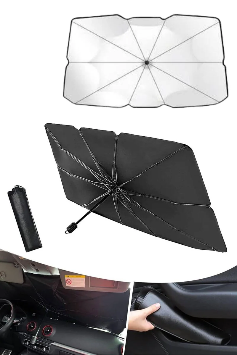 Katlanabilir Oto Cam Güneşliği - Otomatik Şemsiye, UV Koruma, 125x65 cm