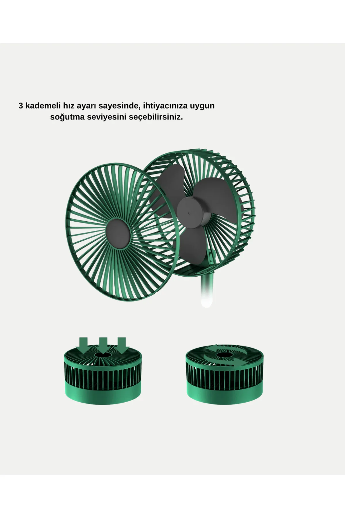 Katlanabilir Şarjlı Mini Fan 3 Kademeli Hız Ayarlı Taşınabilir