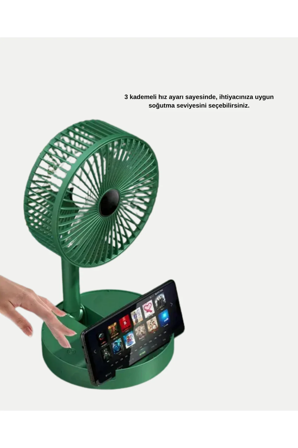 Katlanabilir Şarjlı Mini Fan 3 Kademeli Hız Ayarlı Taşınabilir
