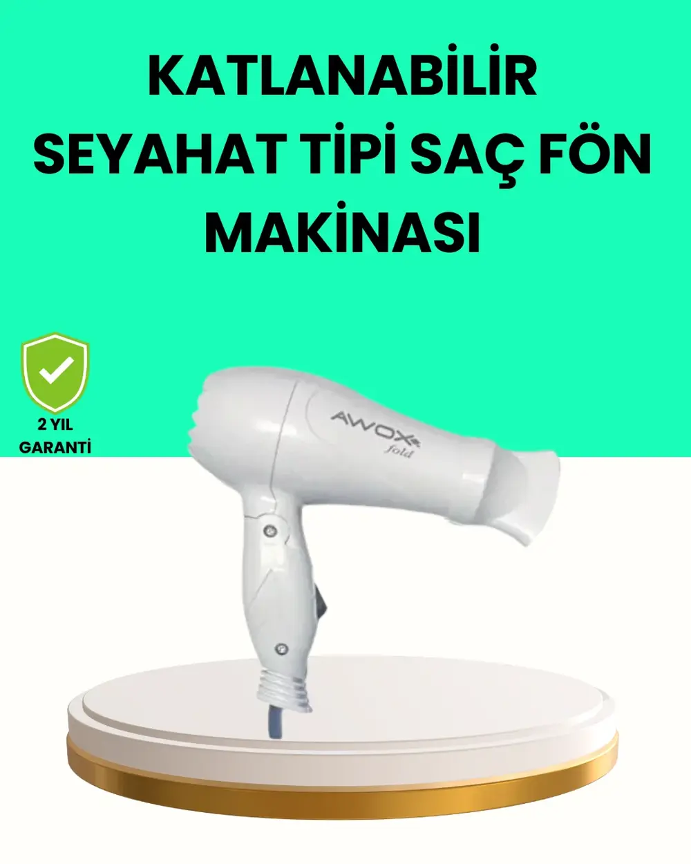 Katlanabilir Seyahat Tipi Saç Kurutma Makinesi Çift Kademeli Ayar