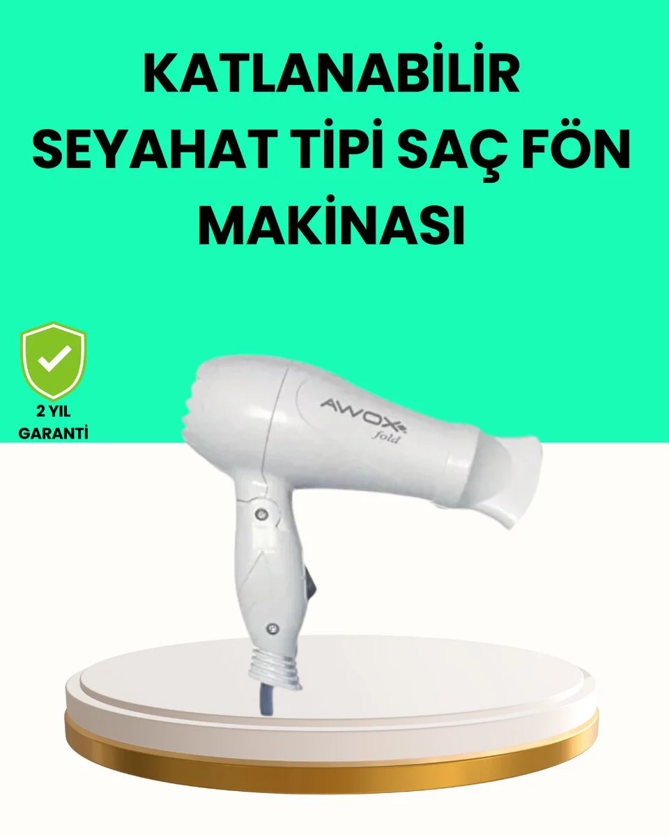 Katlanabilir Seyahat Tipi Saç Kurutma Makinesi - Pratik ve Çift Kademeli Ayarlı Tasarım