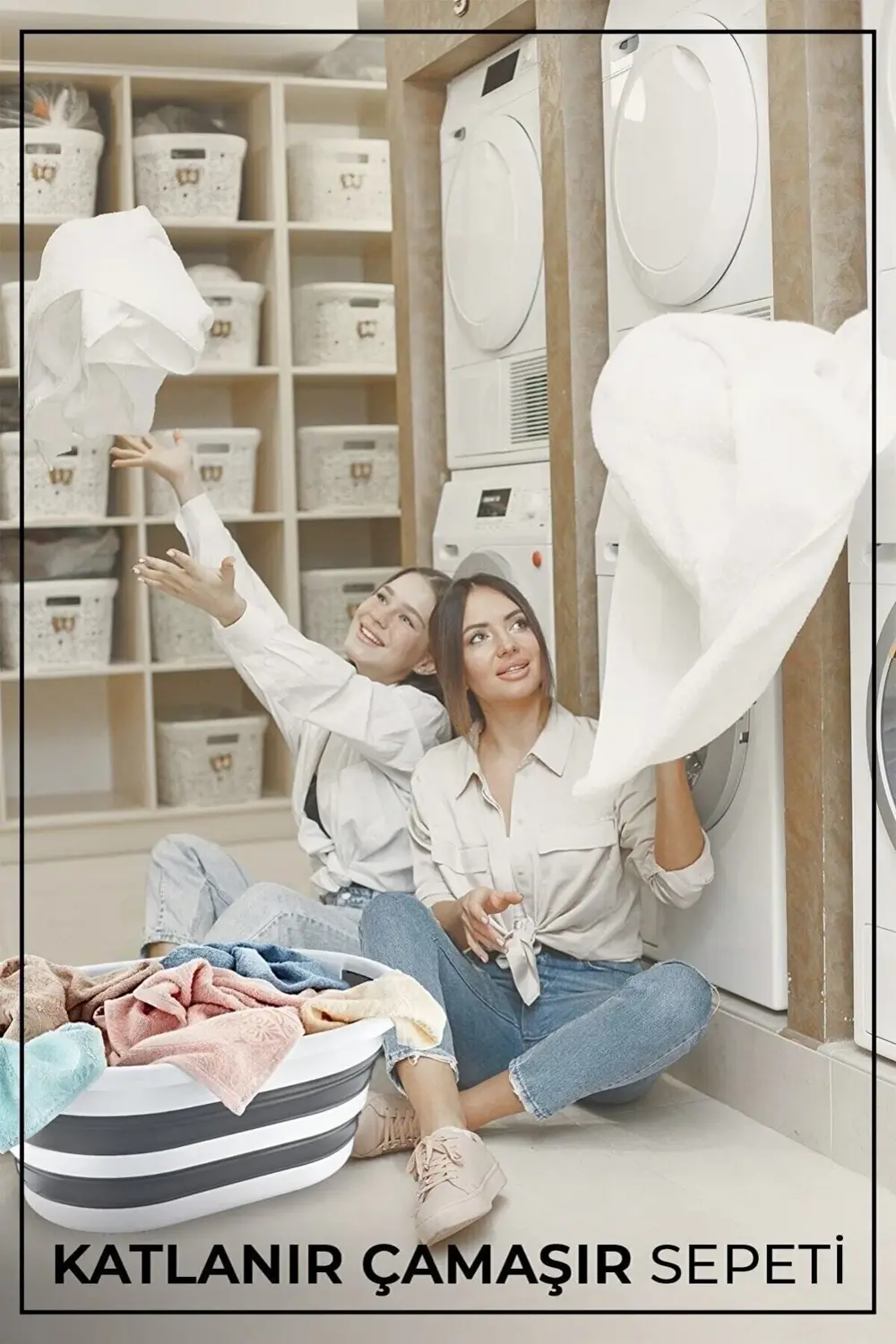 Katlanabilir Silikon Akordiyon Çamaşır Sepeti 27 L