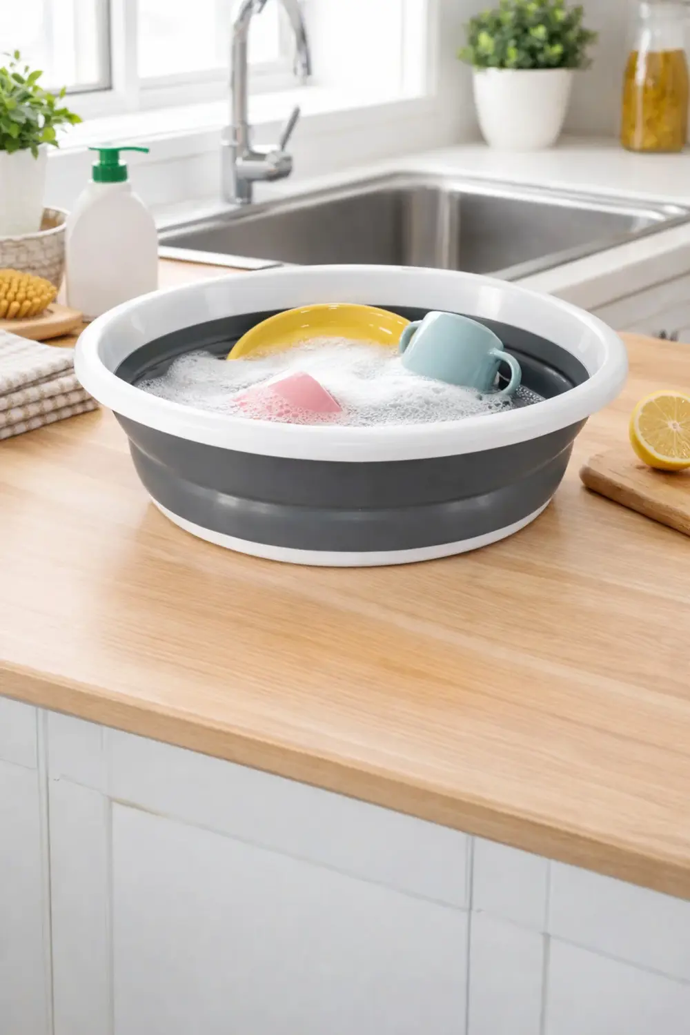 Katlanabilir Silikon Leğen 5,25 L – – Yer Kaplamaz Çok Amaçlı Leğ