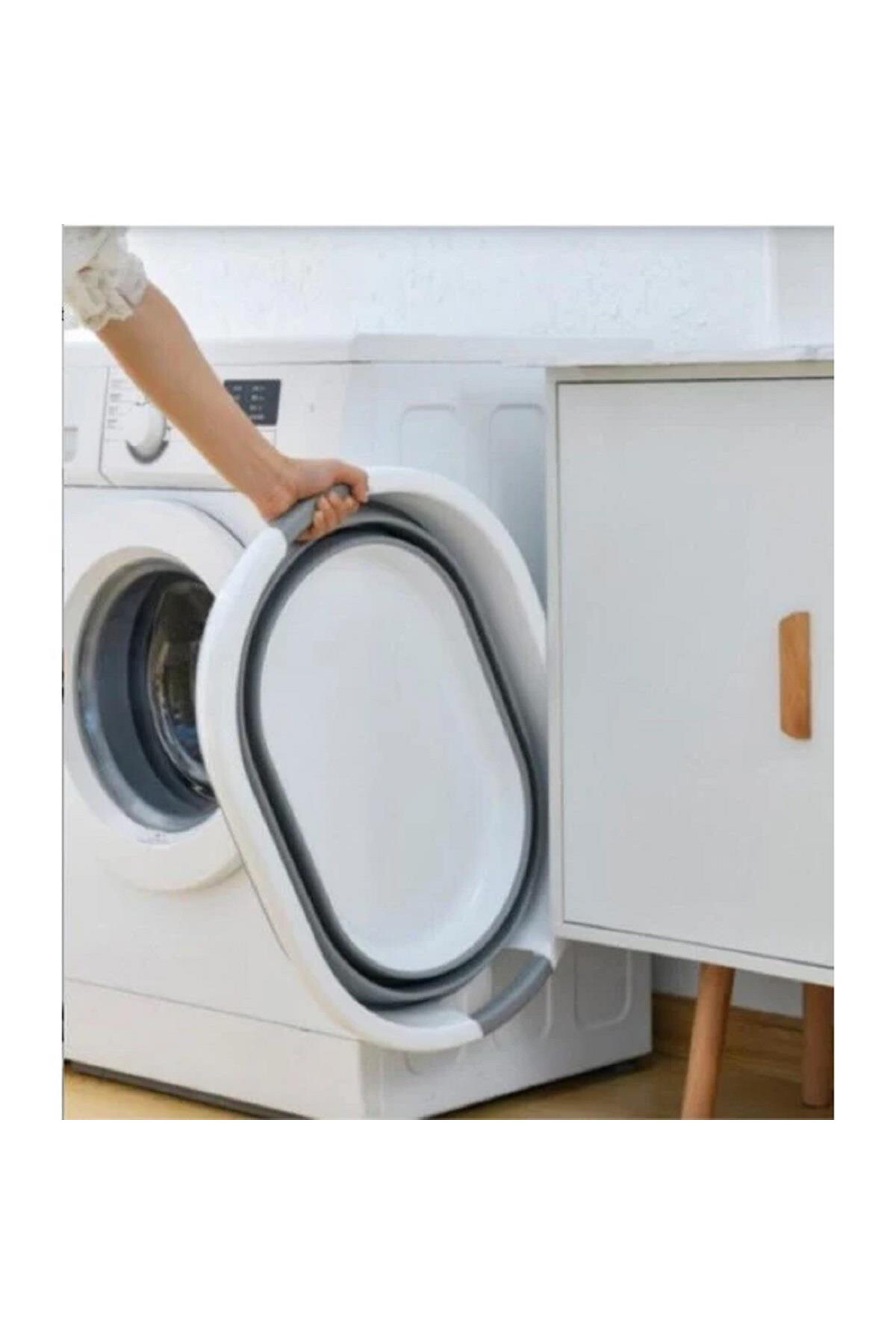 Pazar Kapısı Katlanabilir Silikon Akordiyon Çamaşır Sepeti Sele 40 Litre