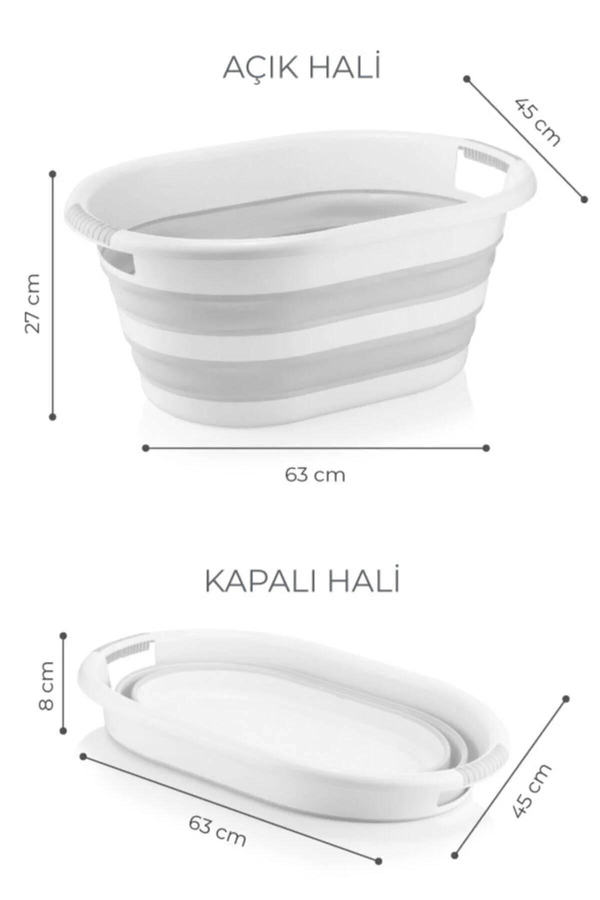 Katlanabilir Silikon Akordiyon Çamaşır Sepeti Sele 40 Litre